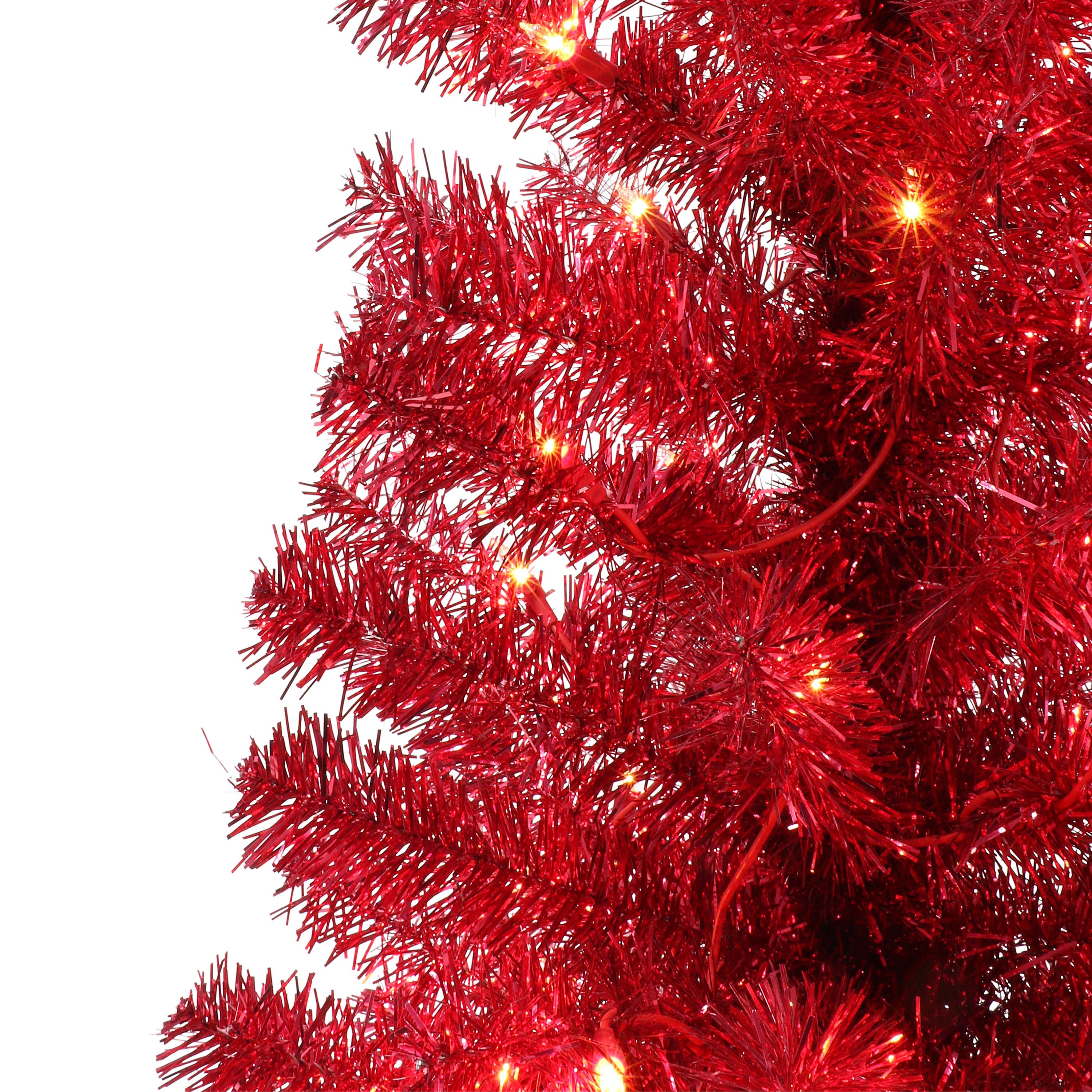 4.5ft Pre-lit Red Tinsel Tree